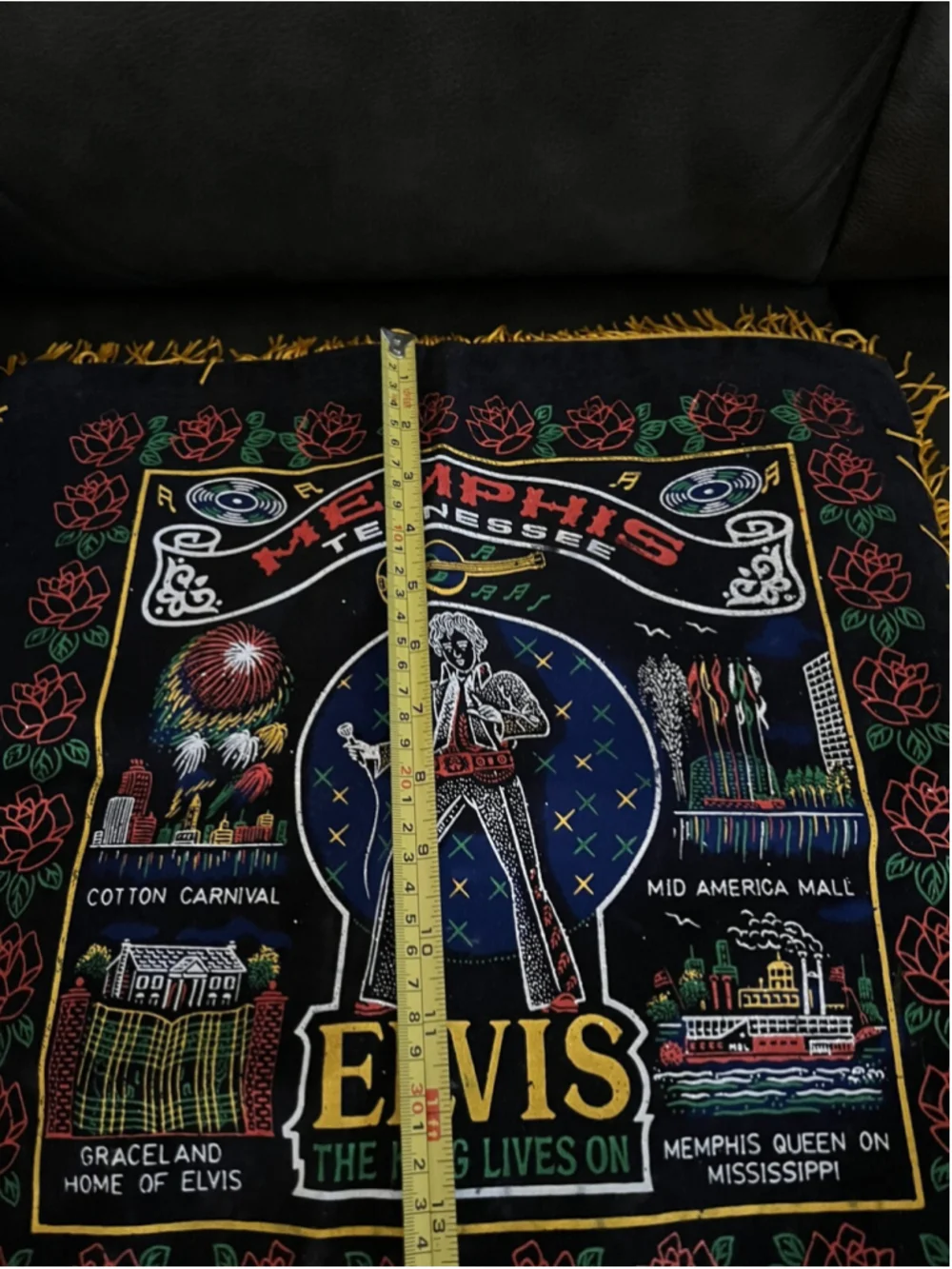 ELVIS PRESLEY- ELVIS / MEMPHIS PRINTED DESIGN ON VELVET BACKGROUND PILLOW COVER